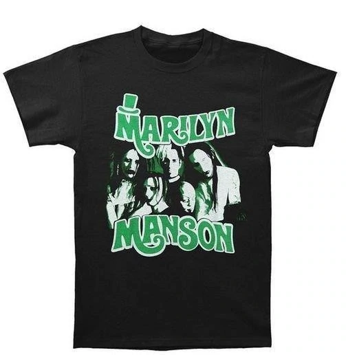 MARILYN MANSON - Group Photo- Rare Two Sided Printed VINTAGE! T-Shirt